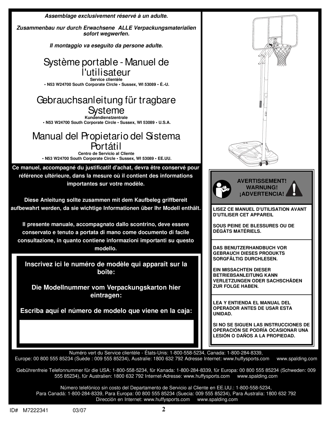 Spalding 42LB5D manual Système portable Manuel de Lutilisateur 