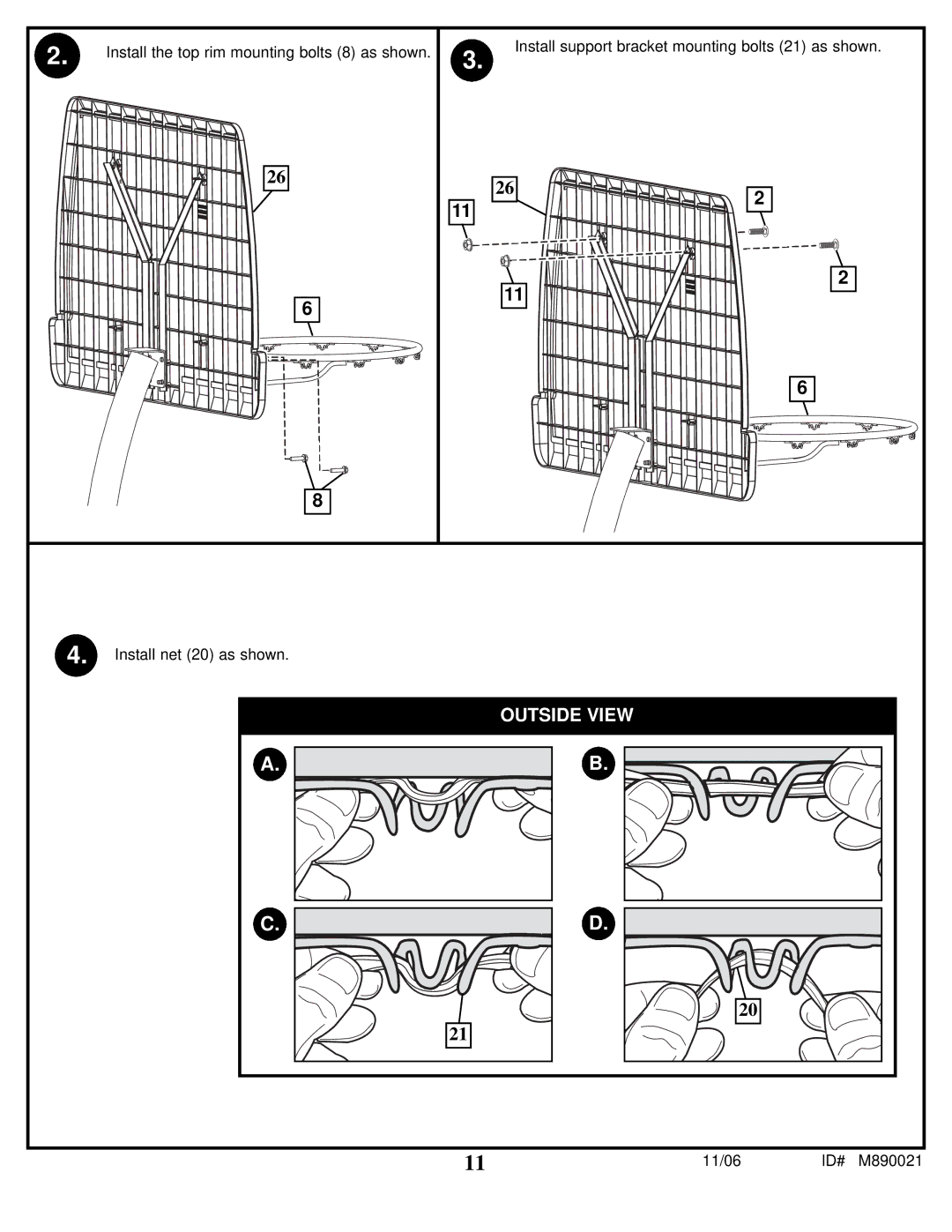 Spalding 89226CA manual Install the top rim mounting bolts 8 as shown 