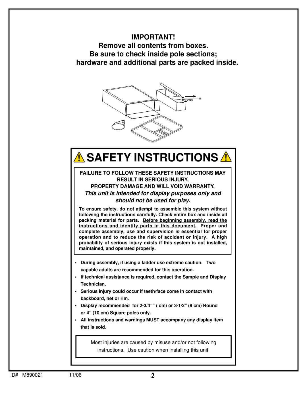 Spalding 89226CA manual Safety Instructions 