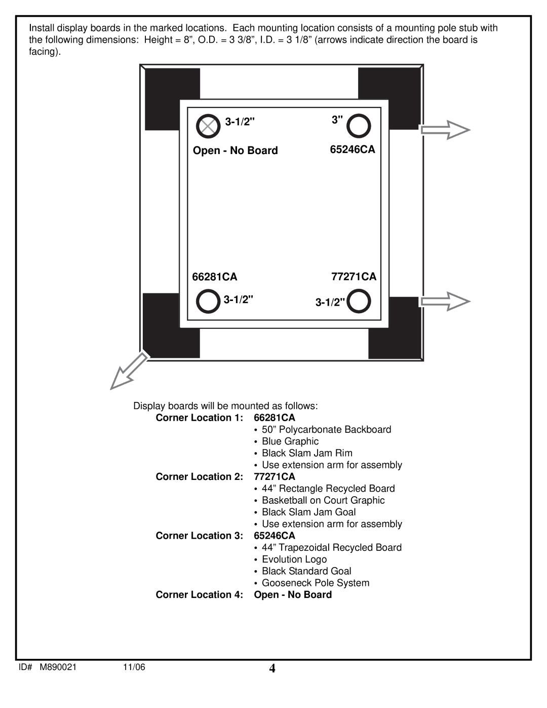 Spalding 89226CA manual Corner 