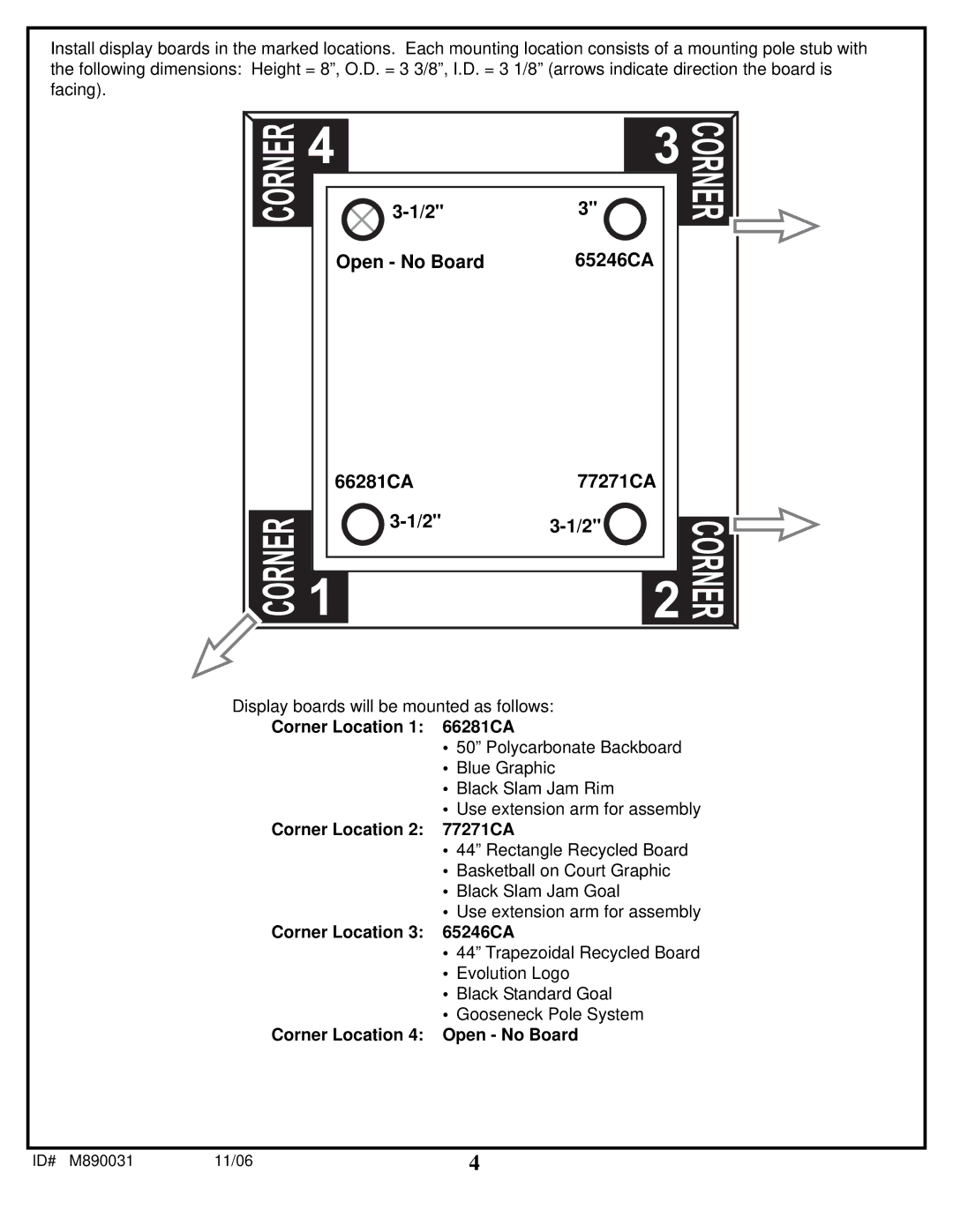 Spalding 89231CA manual Corner 