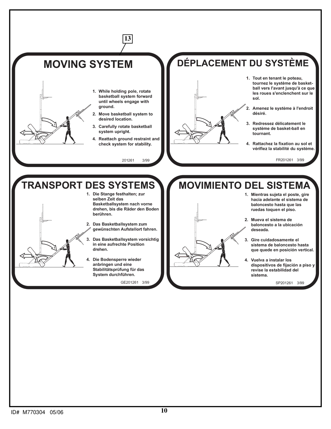 Spalding LMV2053 manual Moving System 