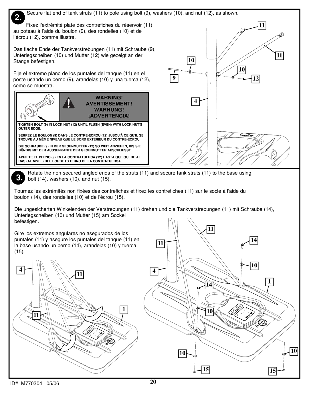 Spalding LMV2053 manual Avertissement Warnung ¡ADVERTENCIA 