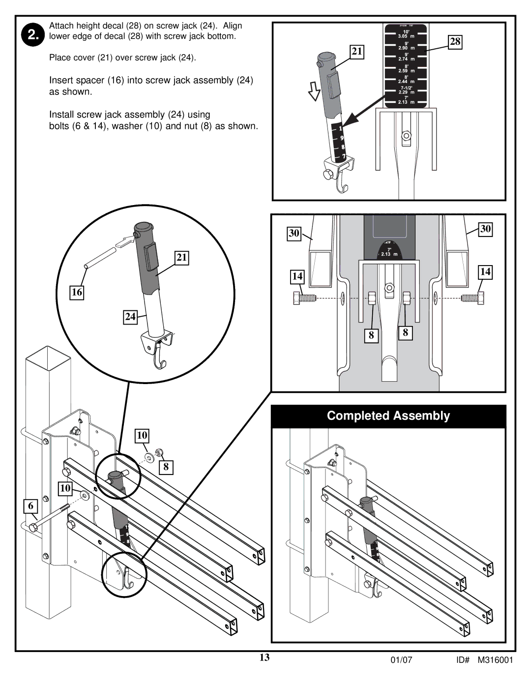 Spalding M316001 manual Completed Assembly 