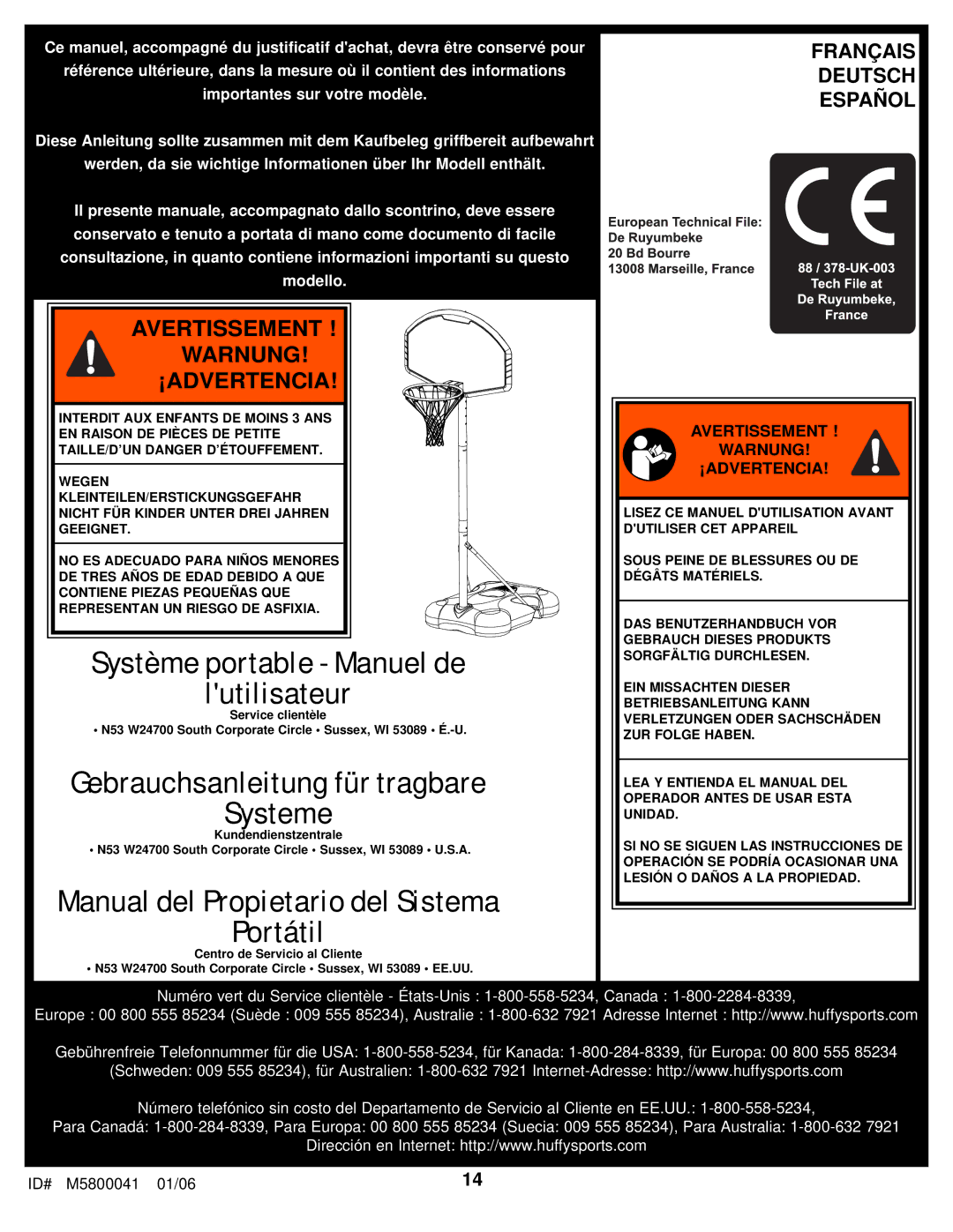 Spalding M5800041 manual Système portable Manuel de Lutilisateur 