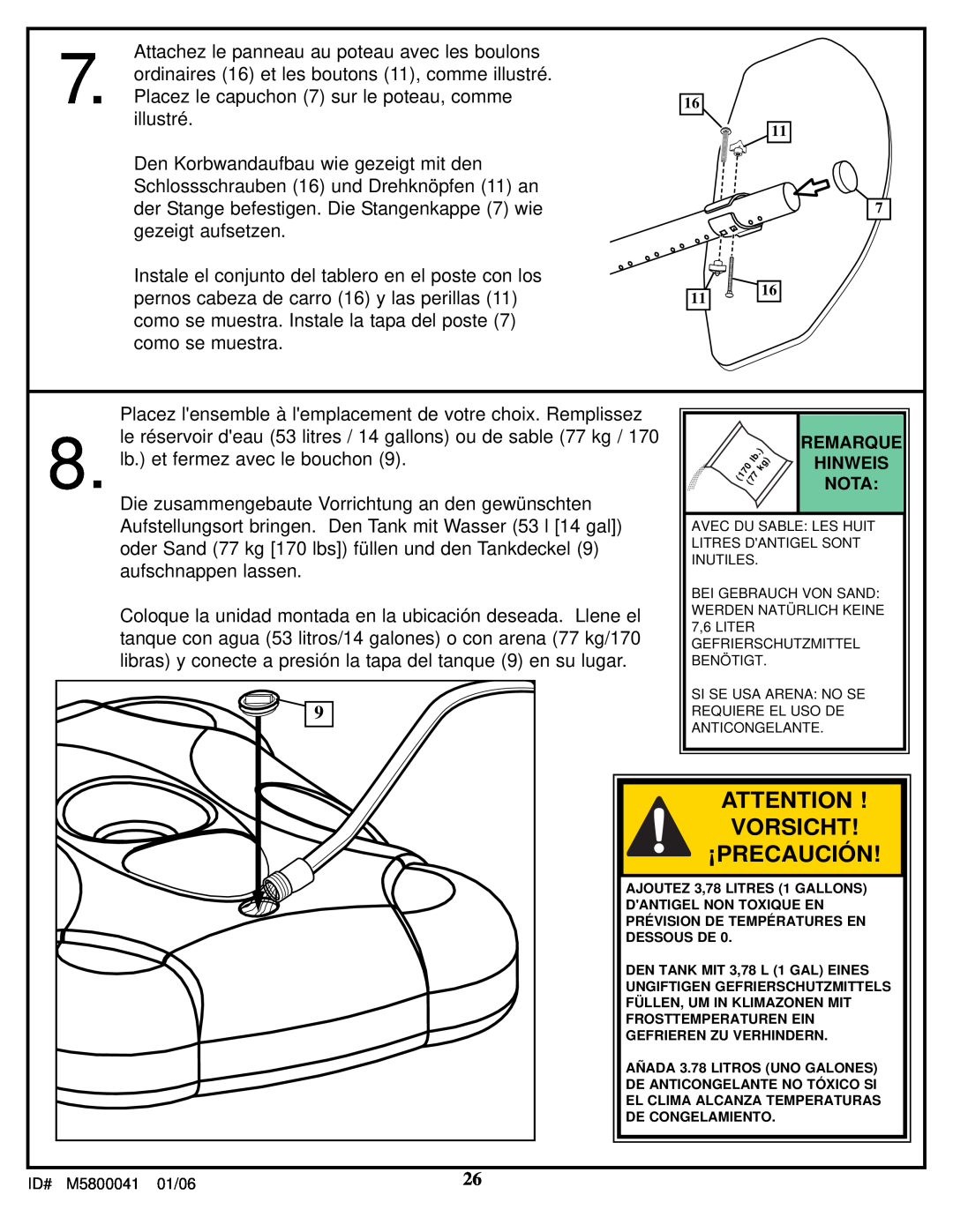 Spalding M5800041 manual Vorsicht ¡Precaución 
