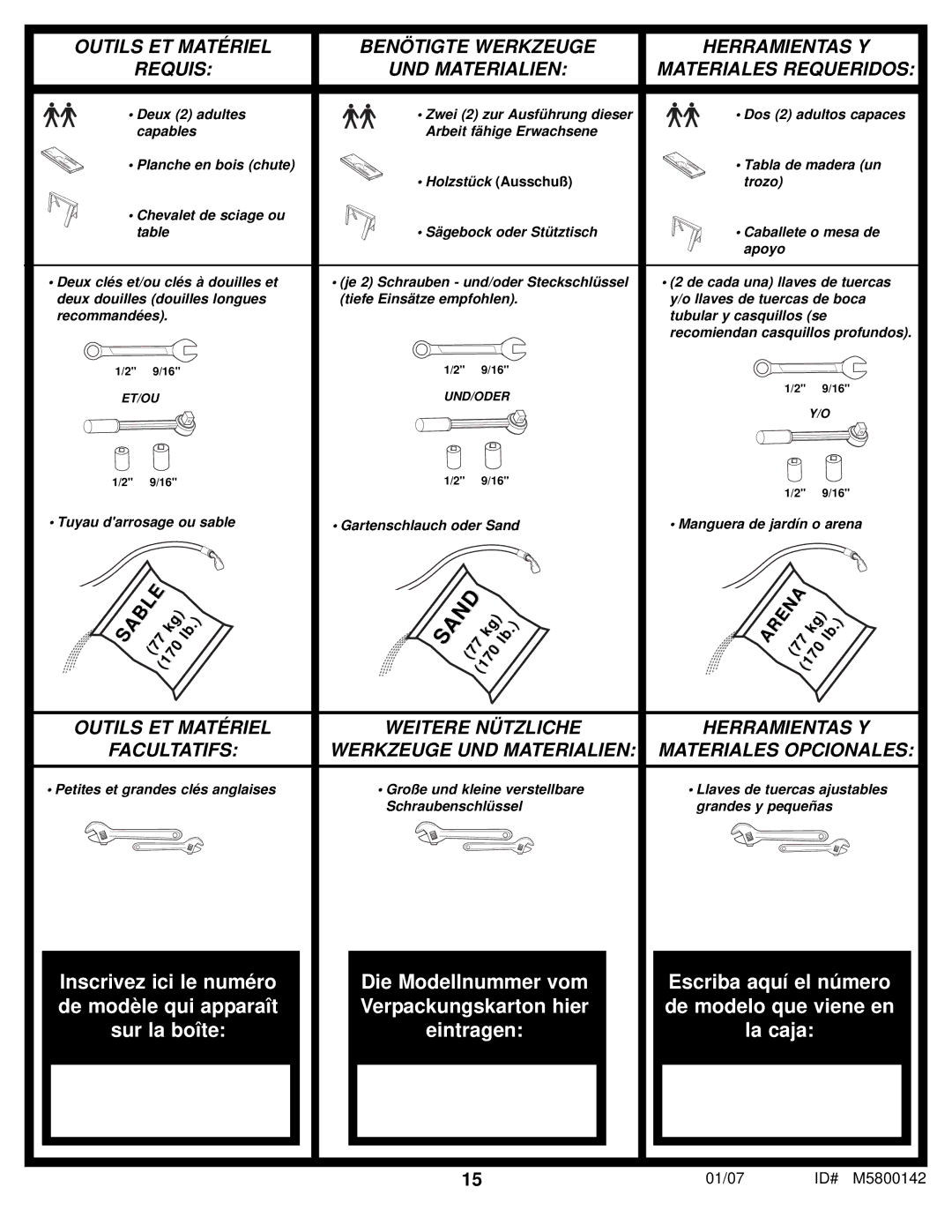 Spalding M5800142 manual Outils ET Matériel 