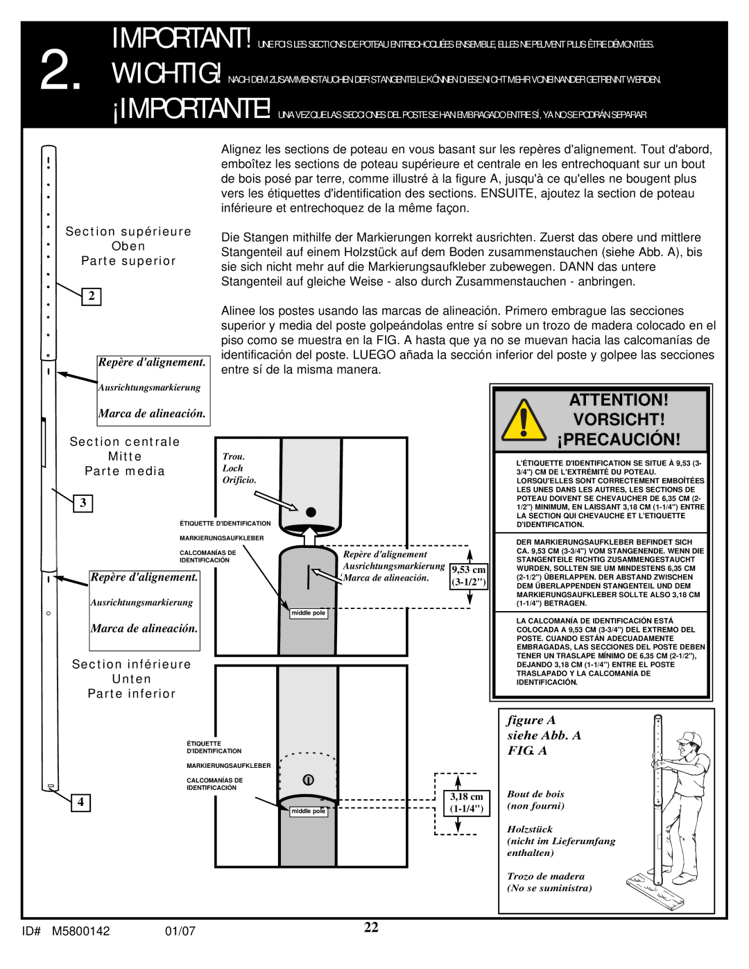 Spalding M5800142 manual Vorsicht 