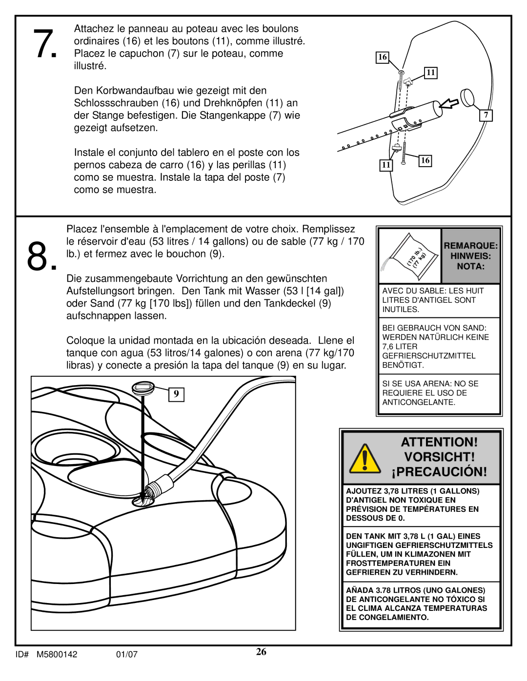 Spalding M5800142 manual Vorsicht ¡PRECAUCIÓN 