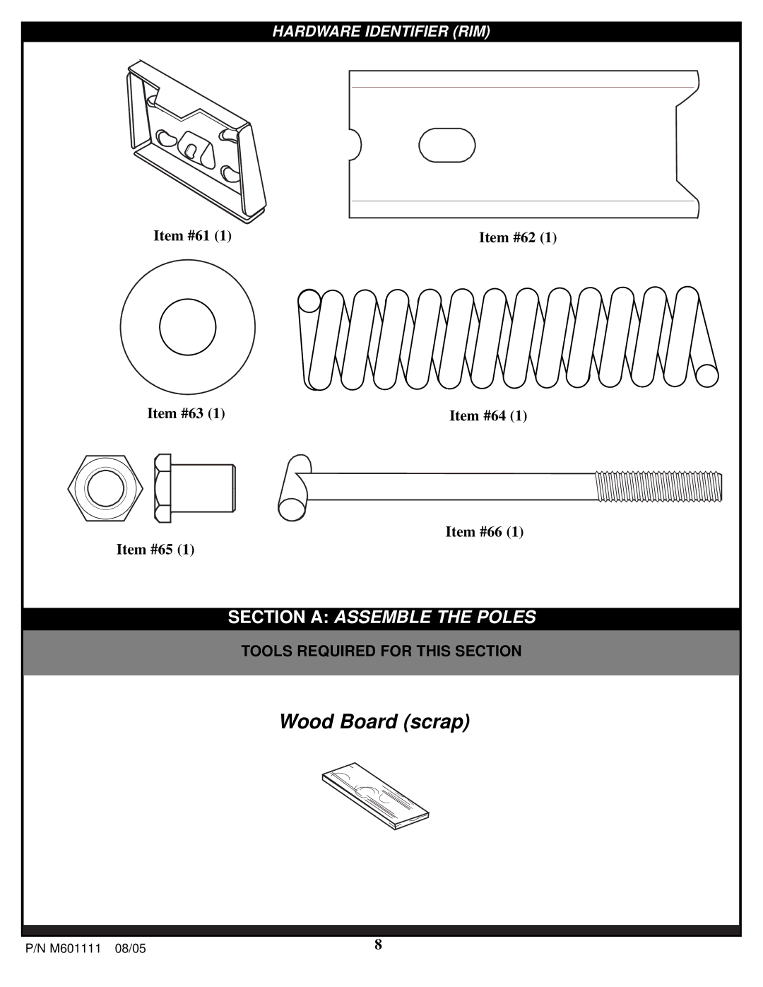 Spalding M60 1111 manual Wood Board scrap 