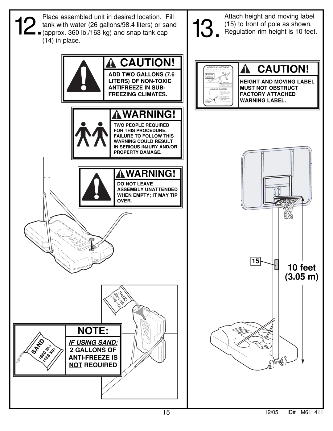 Spalding M611411 manual Feet 