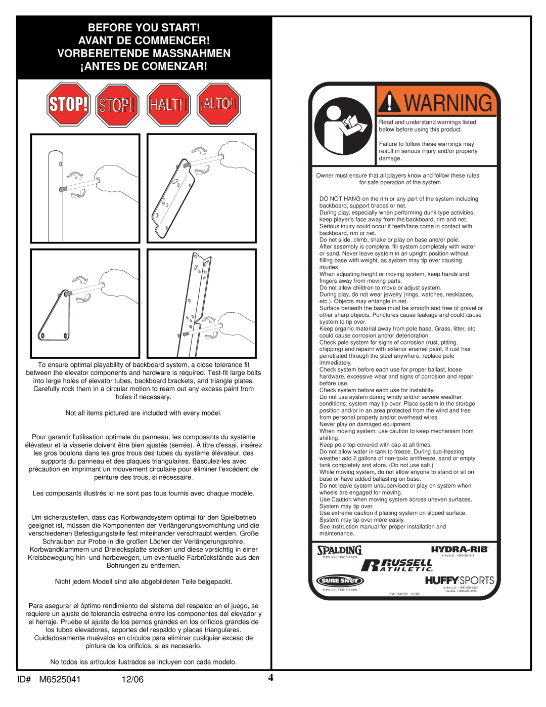 Spalding M6525041 manual Stop! Halt! ¡Alto 