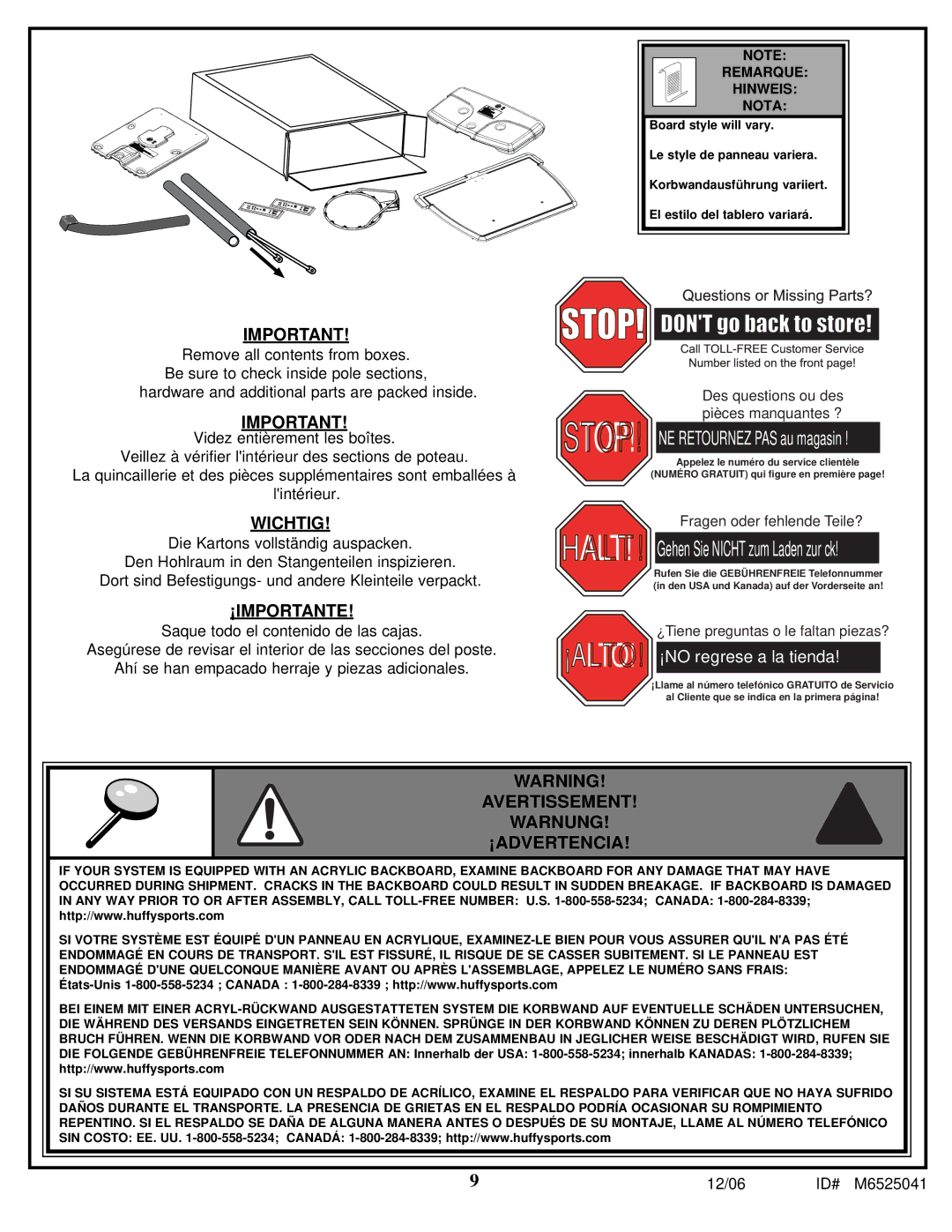 Spalding M6525041 manual Halt 