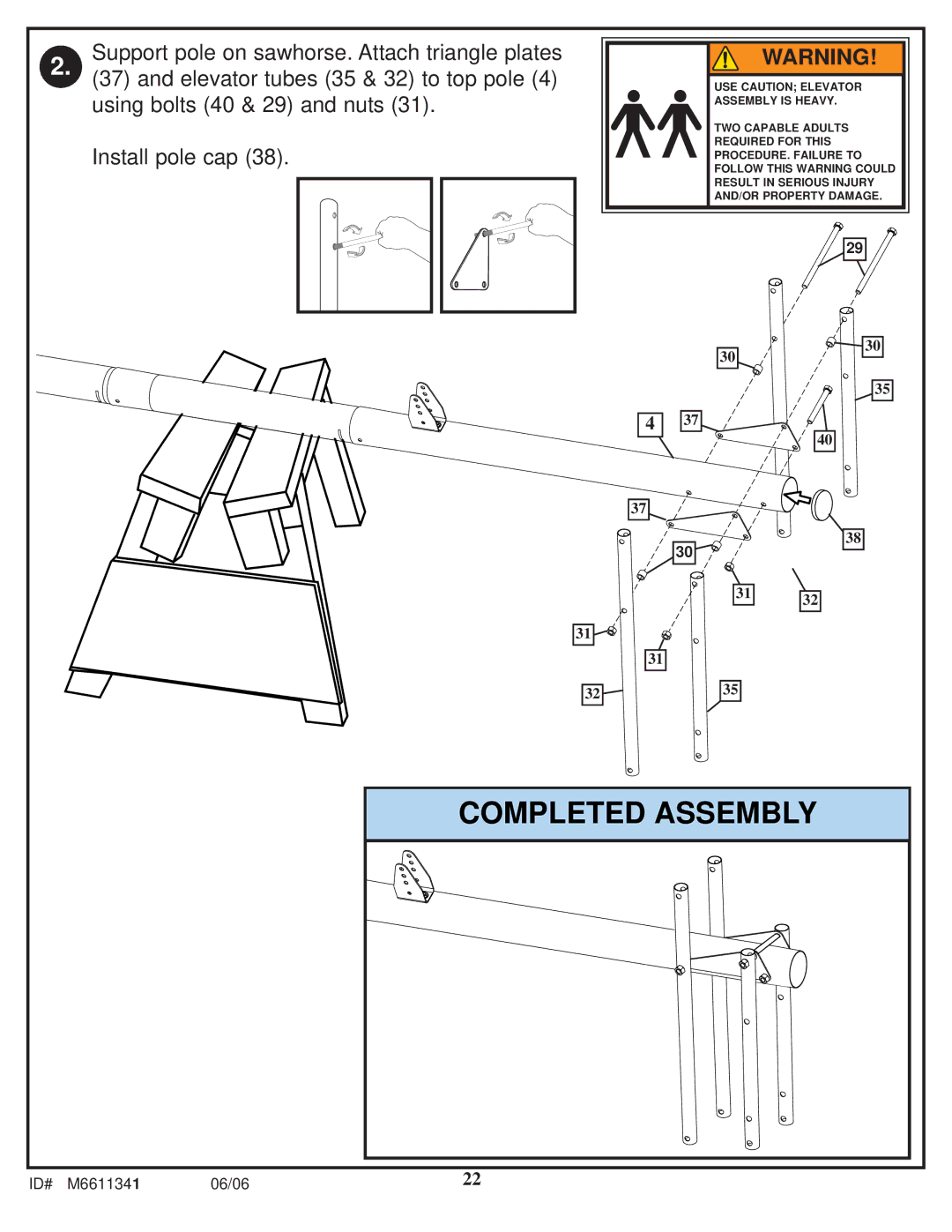 Spalding M6611341 manual Completed Assembly 