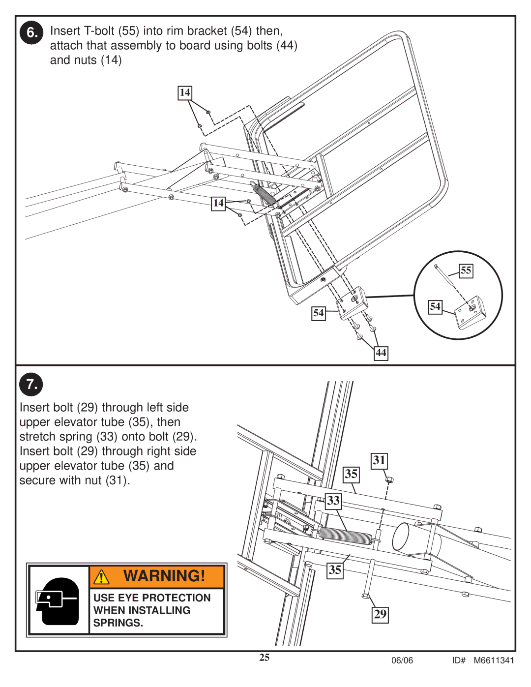 Spalding M6611341 manual USE EYE Protection When Installing Springs 