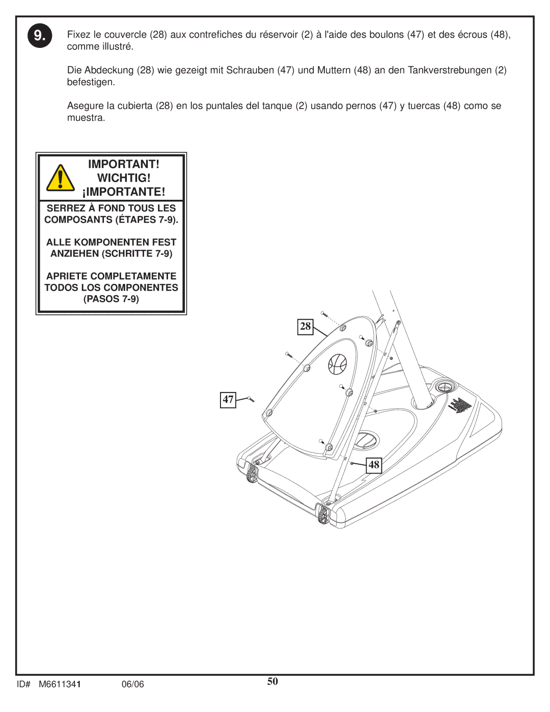 Spalding M6611341 manual Wichtig ¡IMPORTANTE 