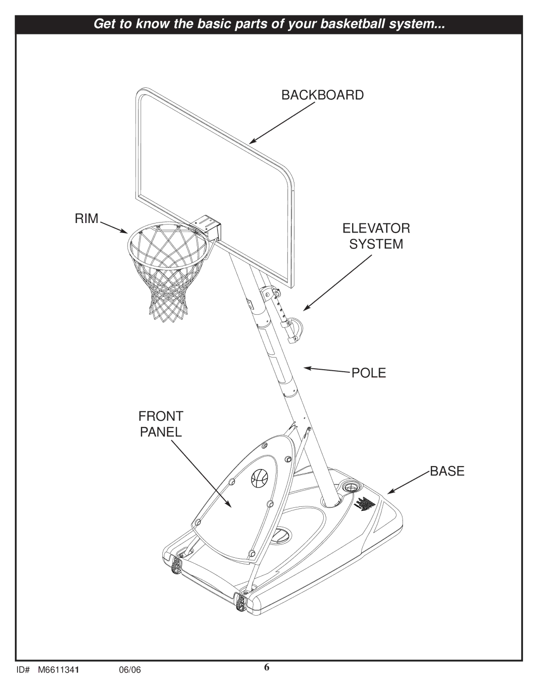 Spalding M6611341 manual Get to know the basic parts of your basketball system 