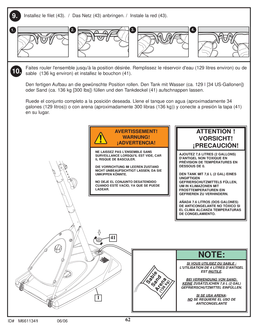 Spalding M6611341 manual Vorsicht ¡PRECAUCIÓN 