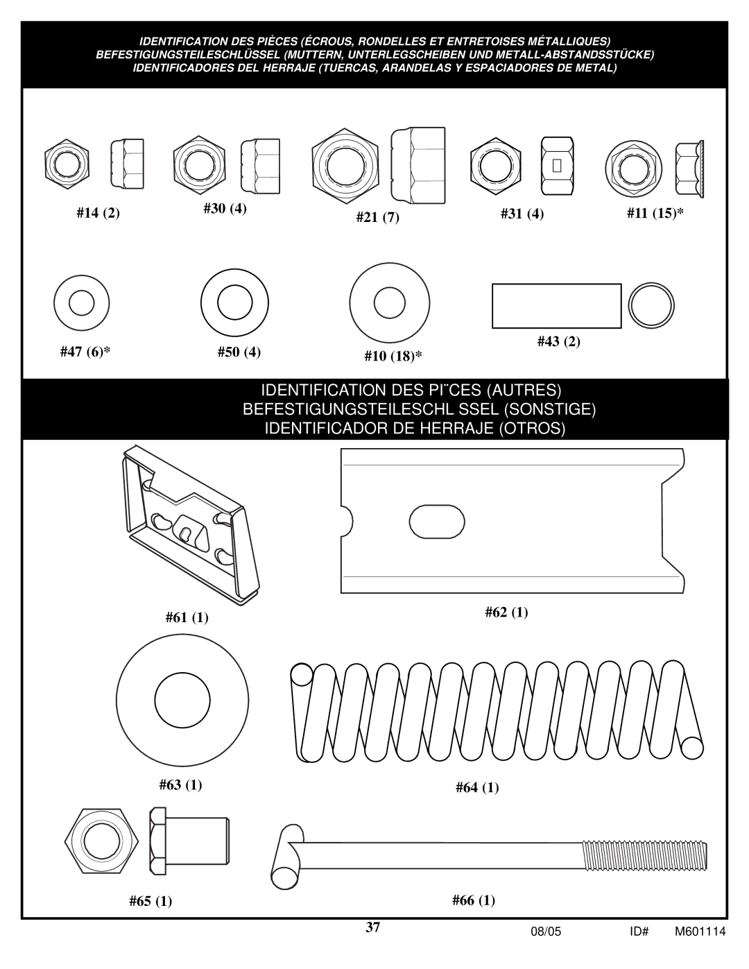 Spalding M661154 manual #14 #30 #21 #31 #11 #47 #50 #10 #43 