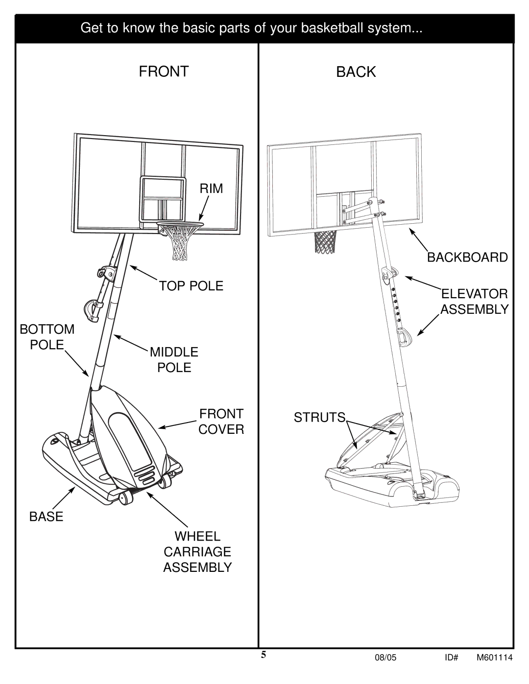 Spalding M661154 manual Front Back 