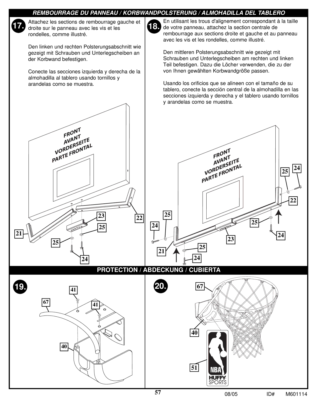 Spalding M661154 manual Protection / Abdeckung / Cubierta 