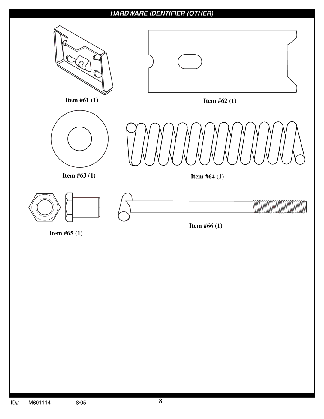 Spalding M661154 manual Item #61 Item #62 Item #63 Item #64 Item #65 Item #66 