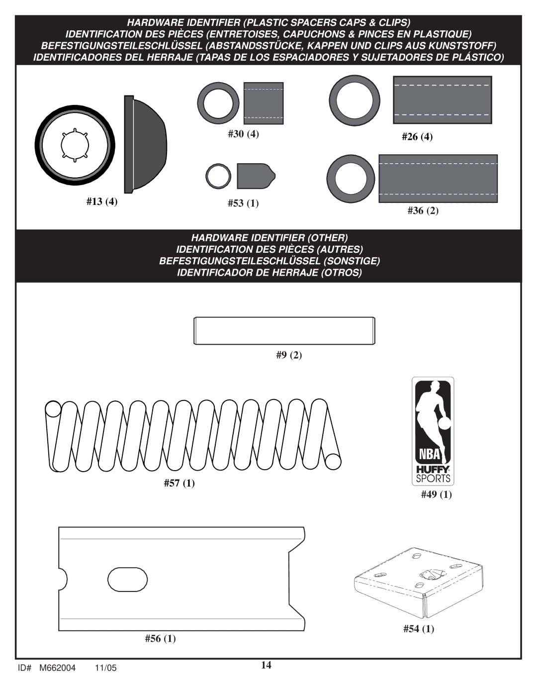 Spalding M662004 manual #30 #26 #13 #53 #36, Id# 