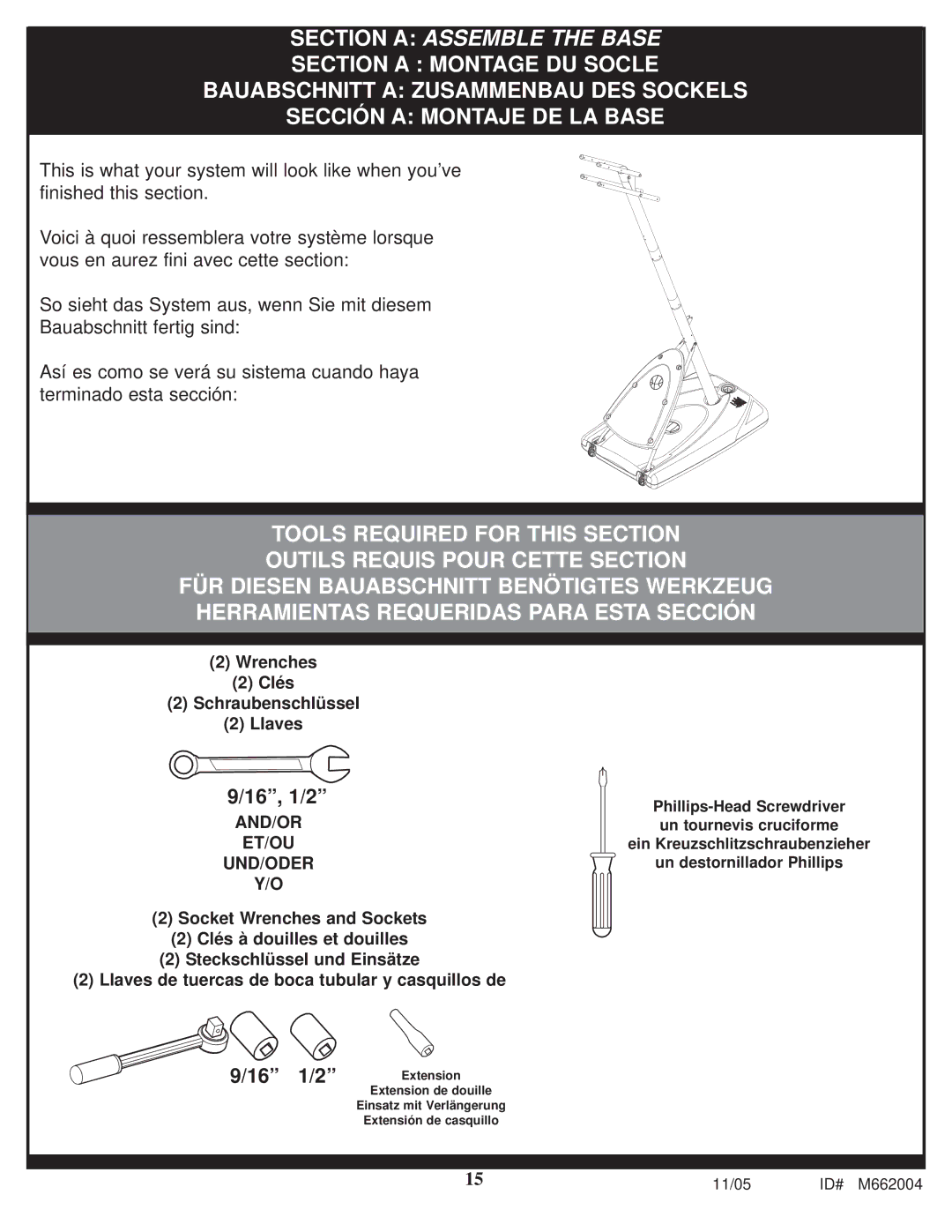 Spalding M662004 manual Section a Assemble the Base, And/Or 