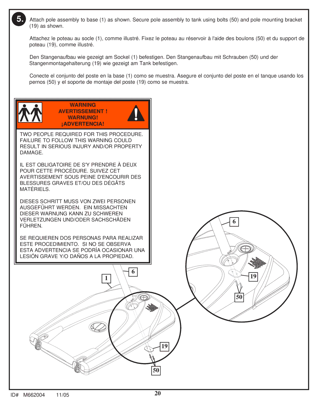 Spalding M662004 manual Avertissement Warnung ¡ADVERTENCIA 