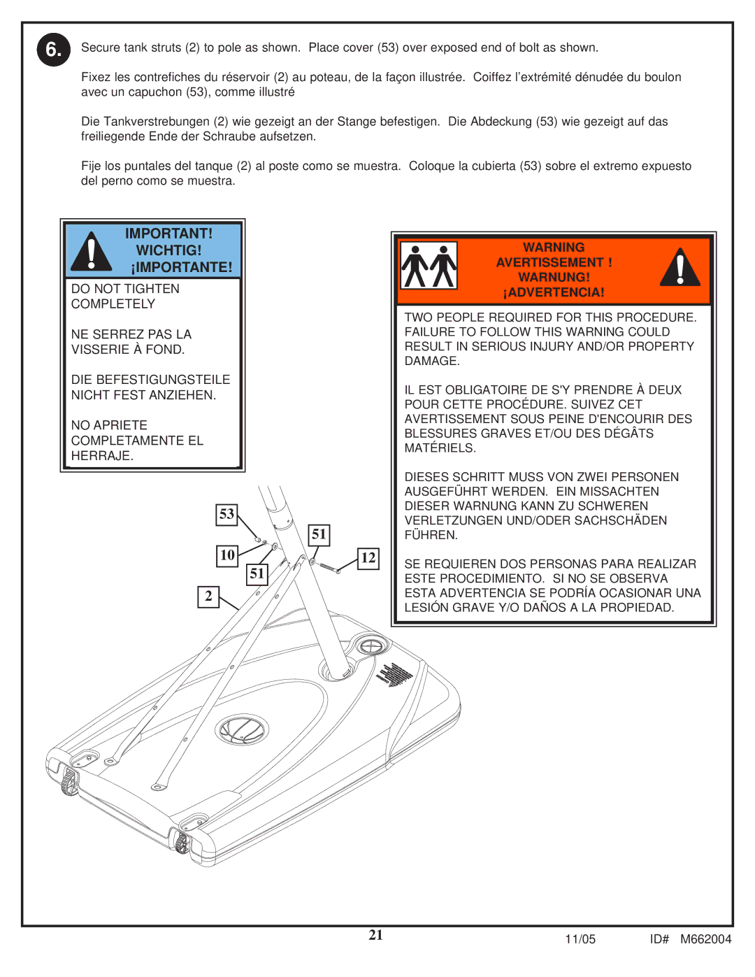 Spalding M662004 manual Wichtig ¡IMPORTANTE 