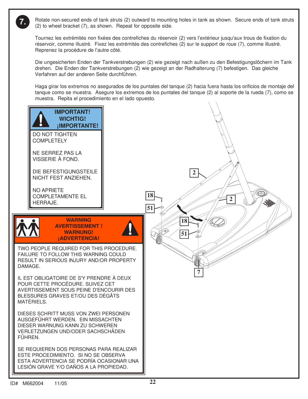 Spalding M662004 manual To wheel bracket 7, as shown. Repeat for opposite side 