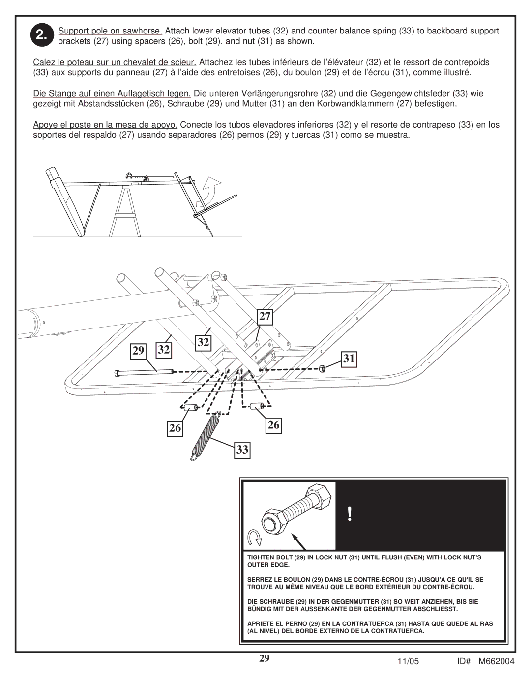 Spalding M662004 manual Avertissement Warnung ¡ADVERTENCIA 