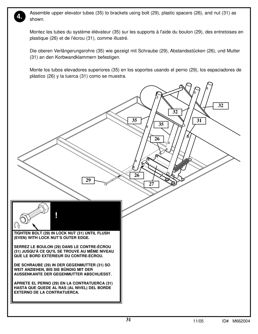 Spalding M662004 manual Avertissement Warnung ¡ADVERTENCIA 