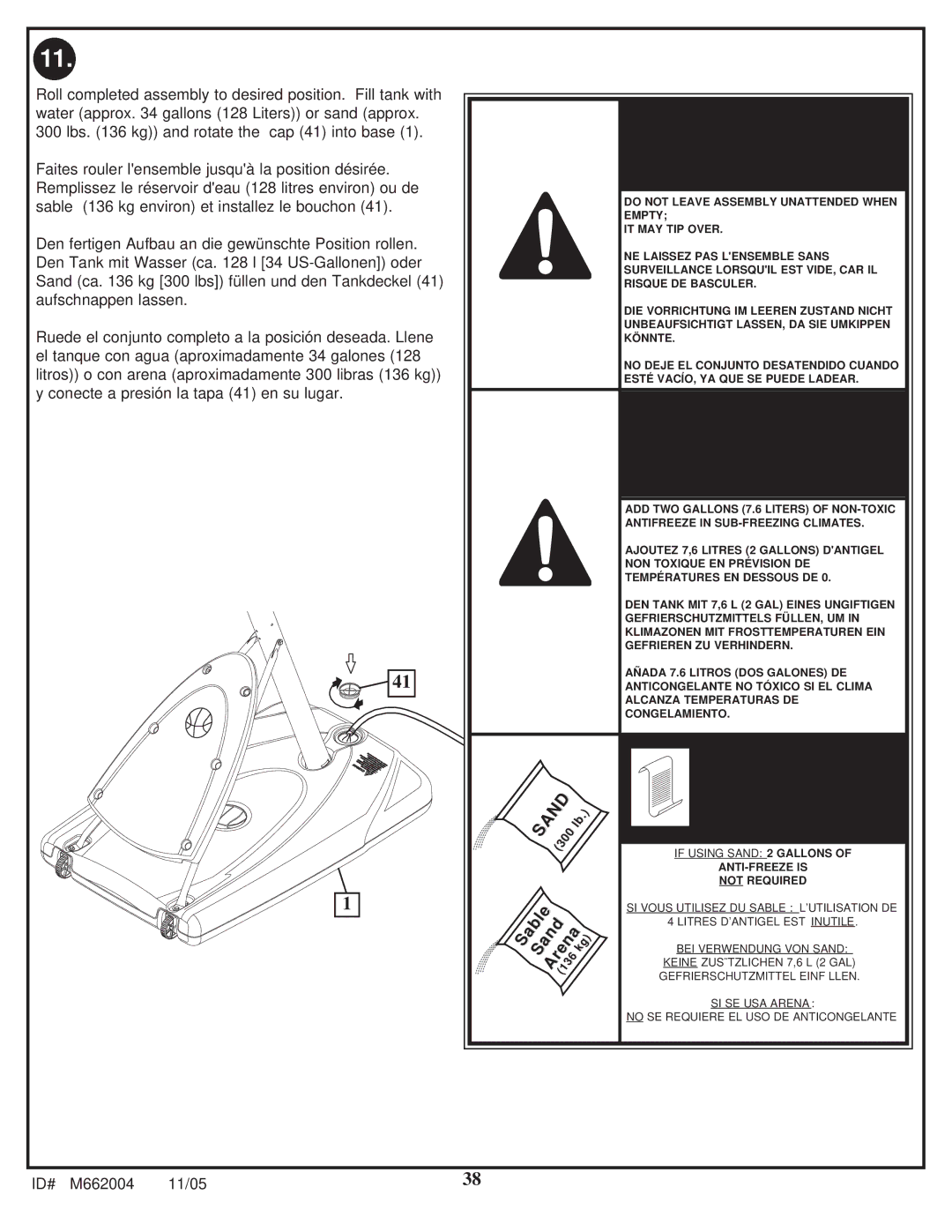 Spalding M662004 manual Vorsicht ¡PRECAUCIÓN, Avertissement Warnung ¡ADVERTENCIA 