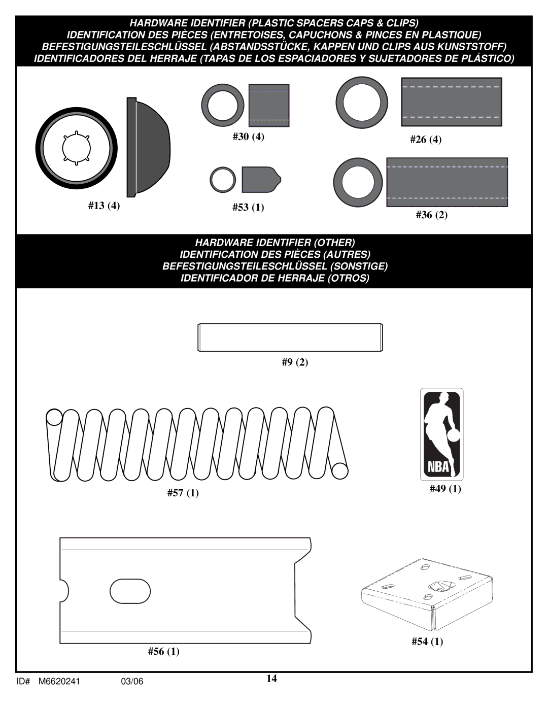 Spalding M6620241 manual #30 #26 #13 #53 #36, Id# 