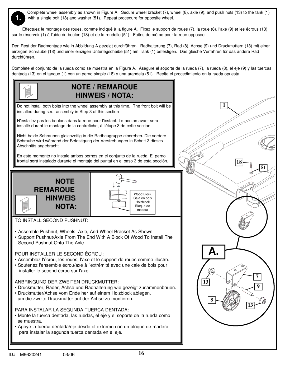 Spalding M6620241 manual Remarque 