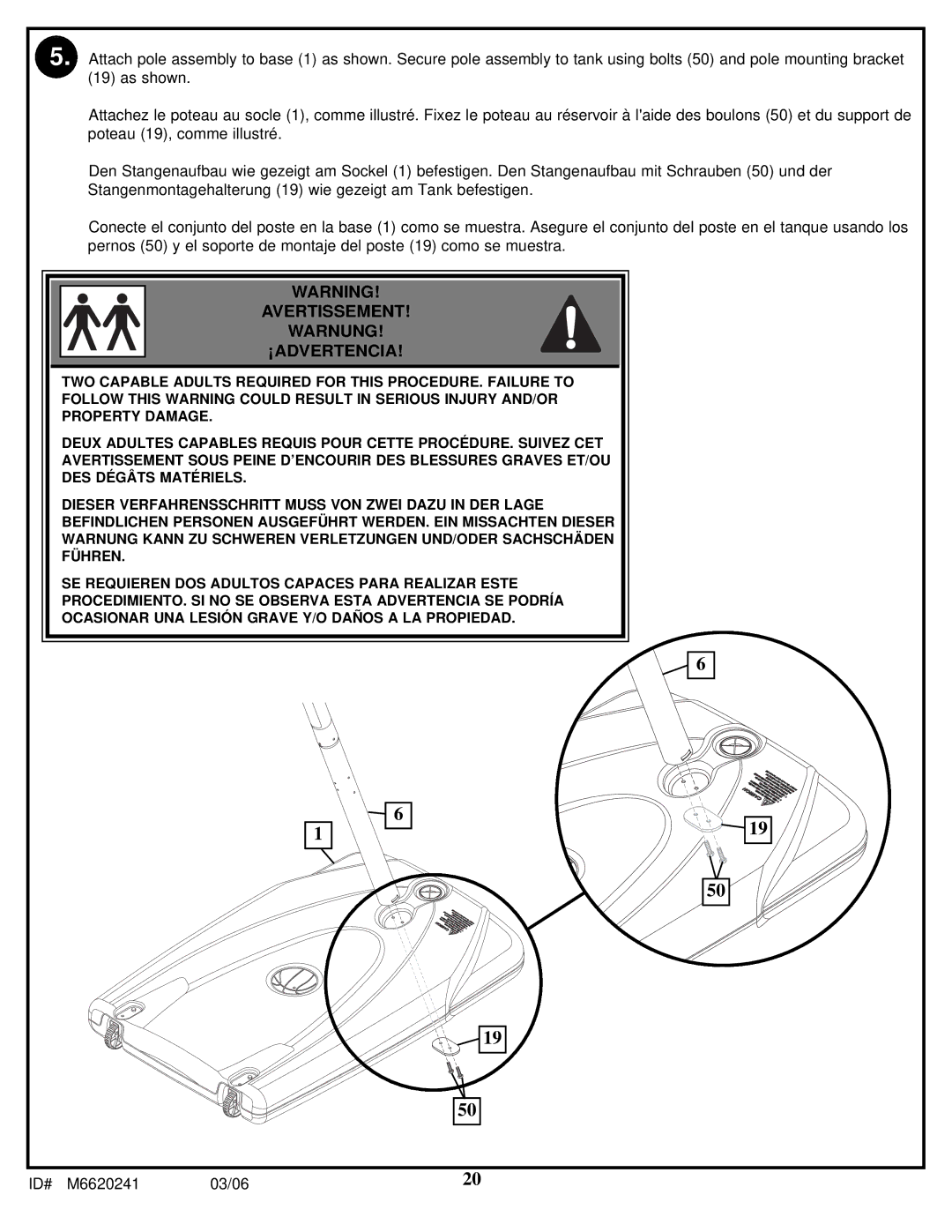 Spalding M6620241 manual Avertissement Warnung ¡ADVERTENCIA 