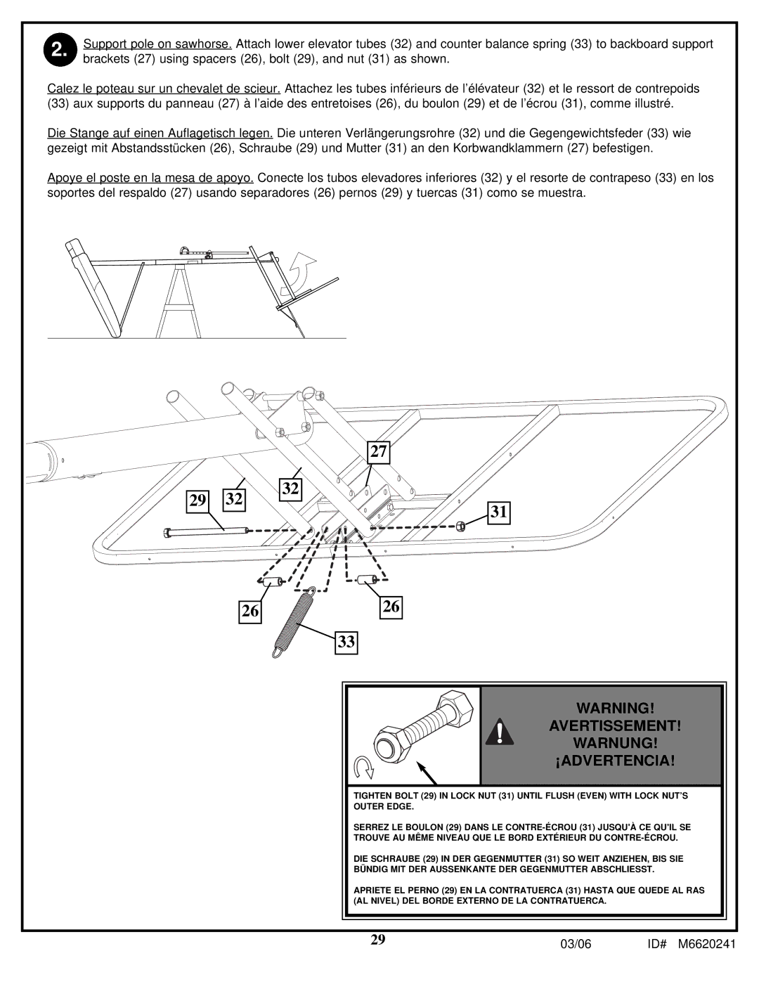 Spalding M6620241 manual Avertissement Warnung ¡ADVERTENCIA 