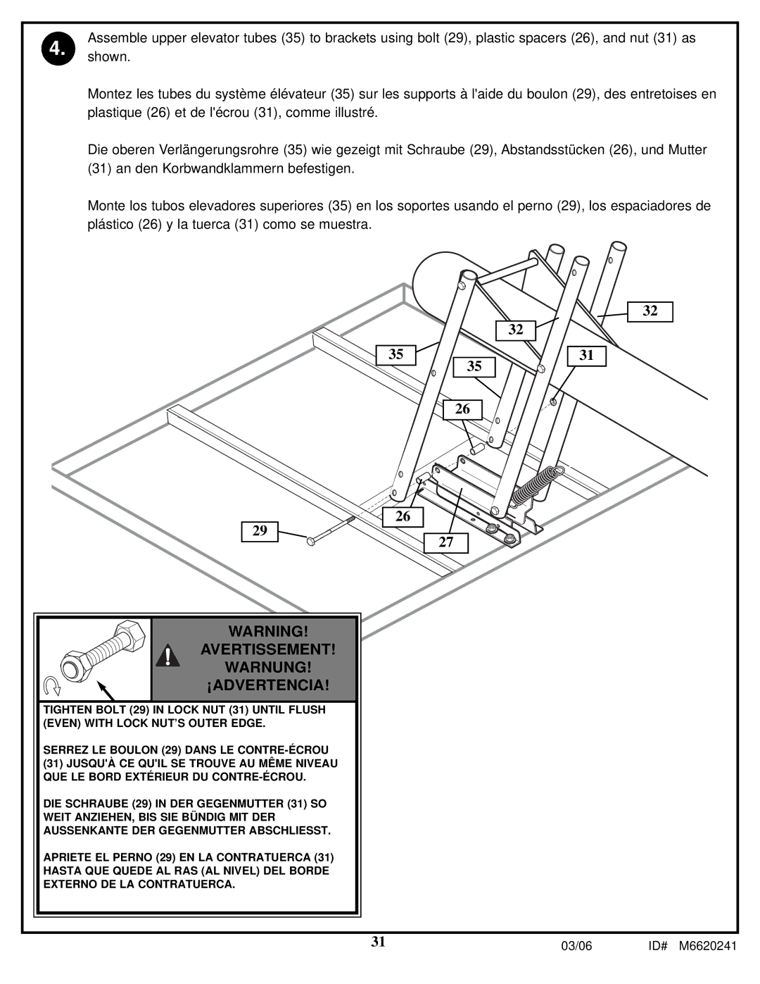 Spalding M6620241 manual Avertissement Warnung ¡ADVERTENCIA 