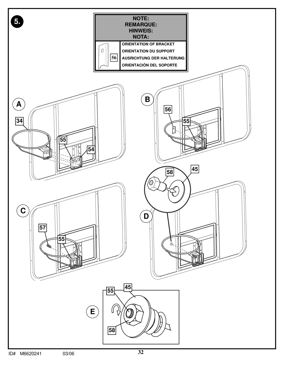 Spalding M6620241 manual Remarque Hinweis Nota 