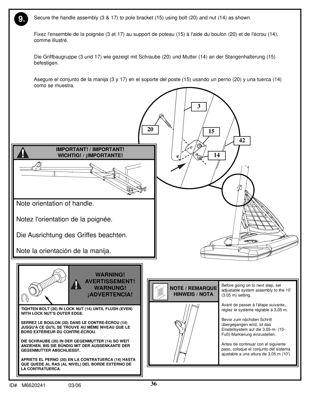 Spalding M6620241 manual Hinweis / Nota 