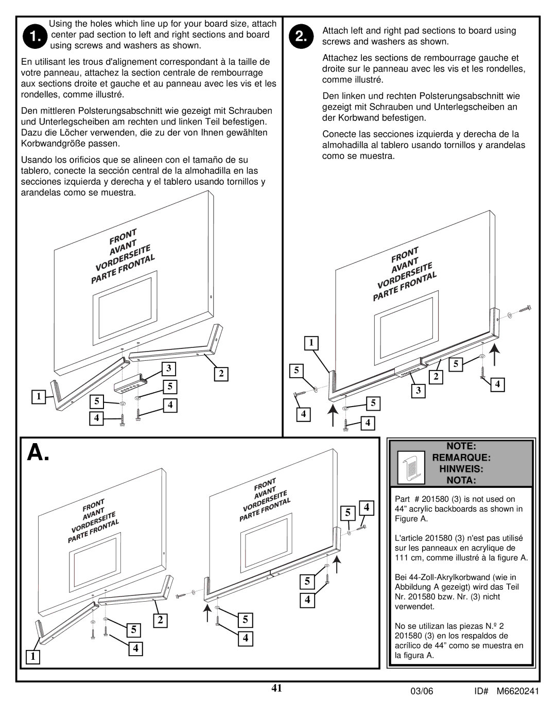 Spalding M6620241 manual Remarque 