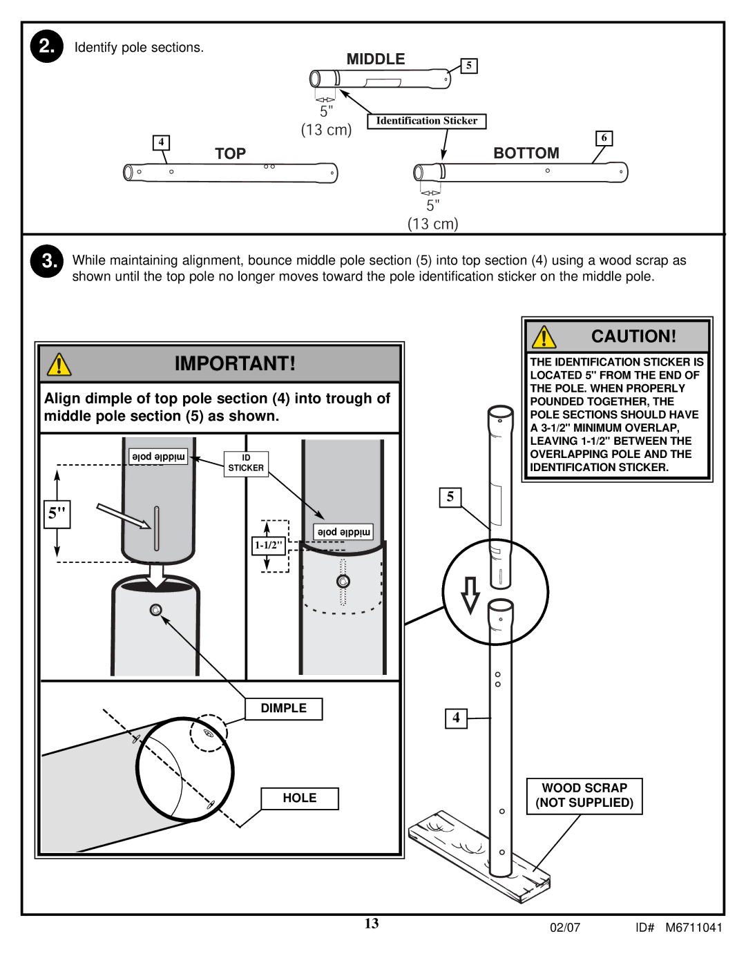 Spalding M6711041 manual Align dimple of top pole into trough 