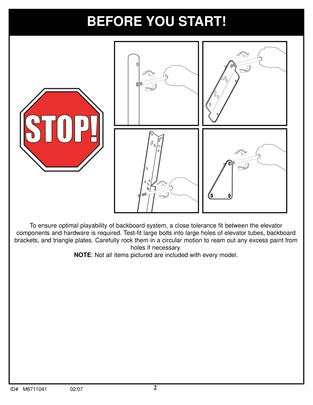 Spalding M6711041 manual Before YOU Start 