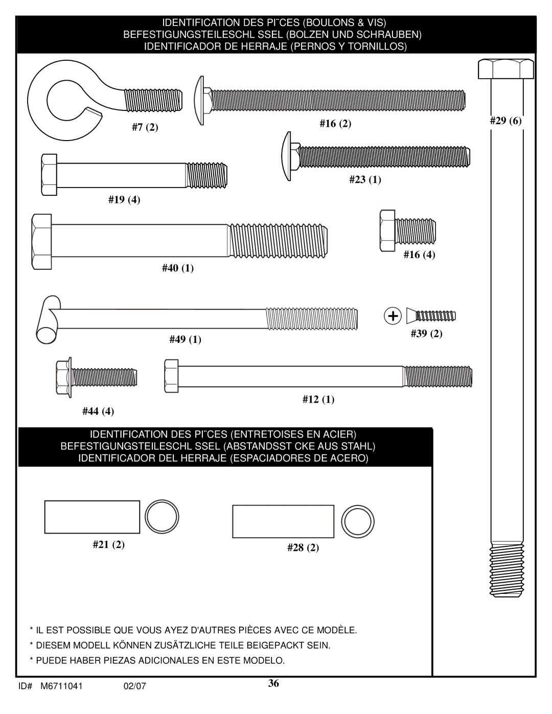 Spalding M6711041 manual #19 #40 #16 #29 #23 #49 #39 #12 #44 