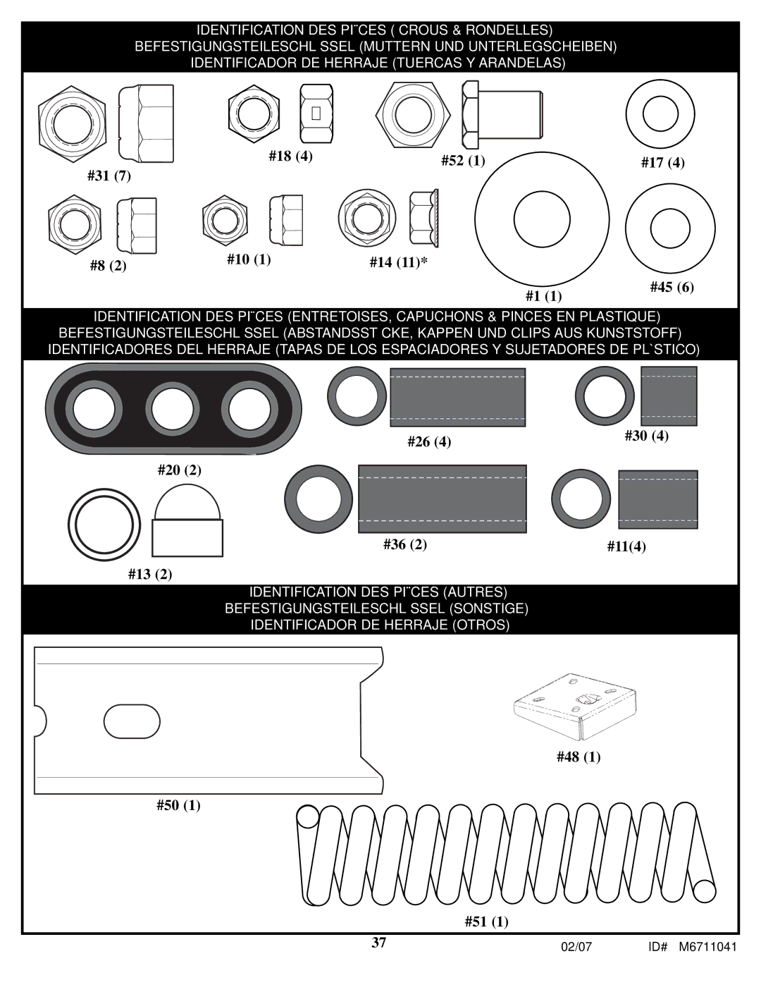 Spalding M6711041 manual #18 #52 #17 #31 #10 #14 #45 