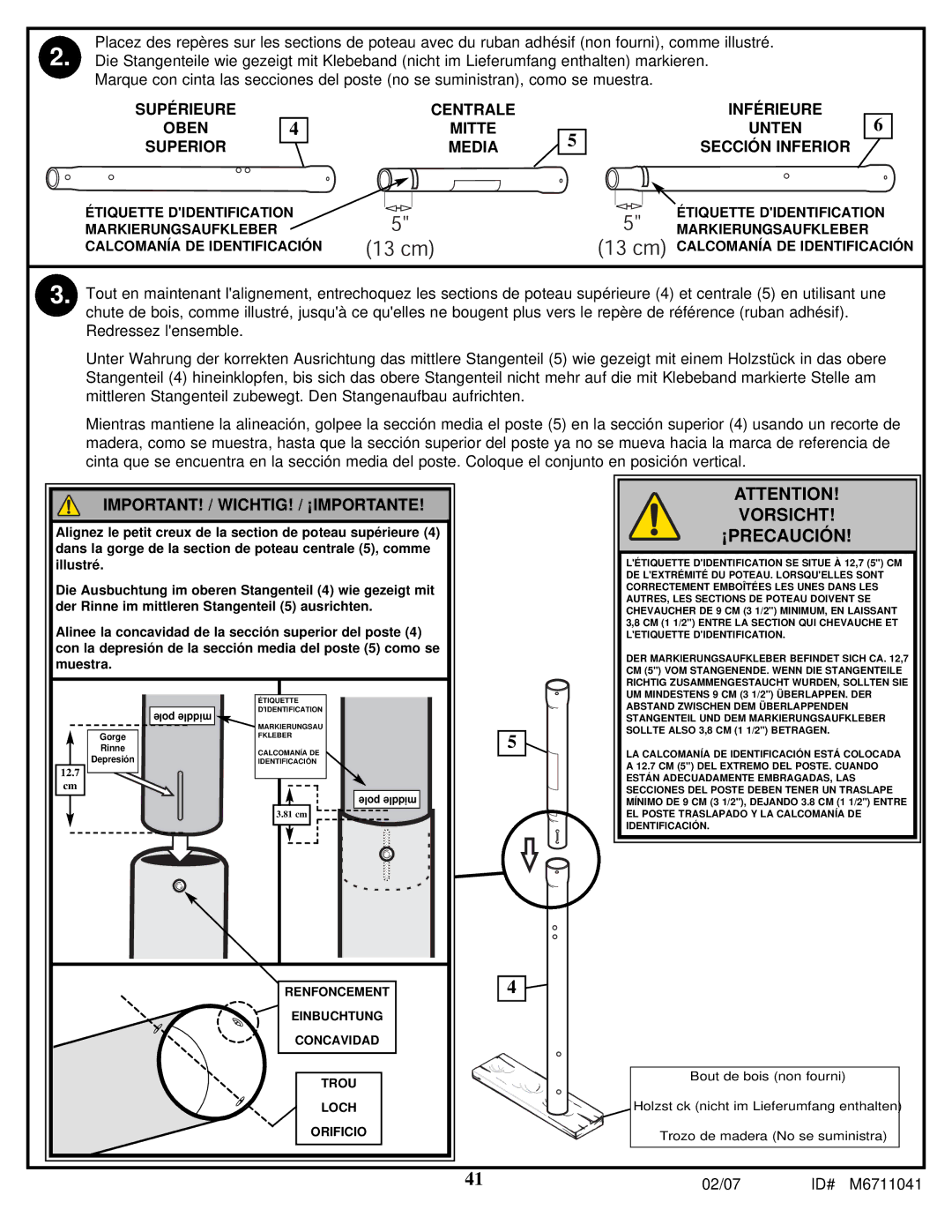 Spalding M6711041 manual Vorsicht ¡PRECAUCIÓN 