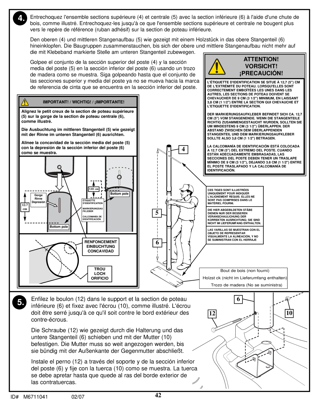 Spalding M6711041 manual Vorsicht 