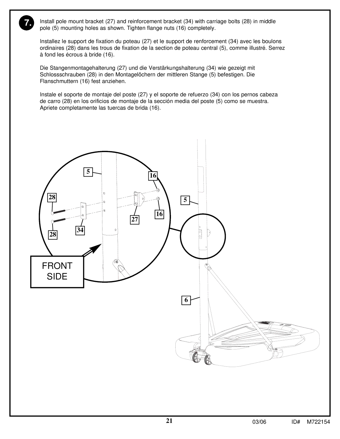 Spalding M722154 manual Front Side 