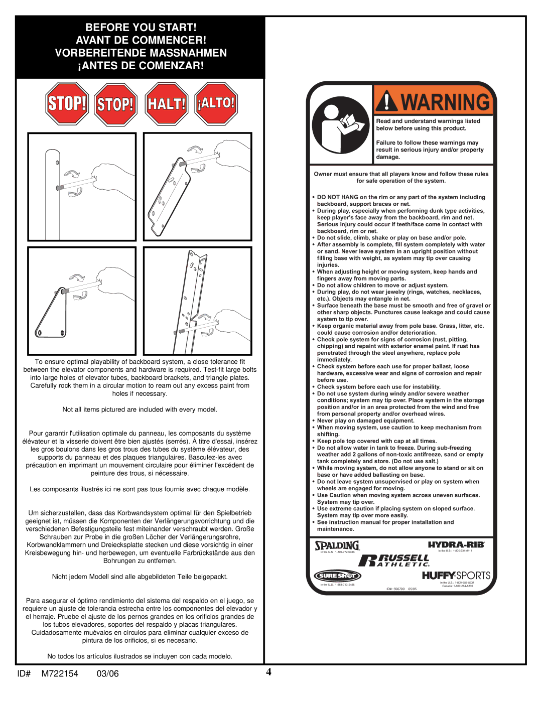 Spalding M722154 manual Stop! Halt! ¡Alto 